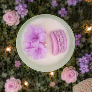 bougies parfumées macaron framboise violette