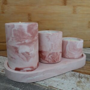 bougeoir trio rose clair 1